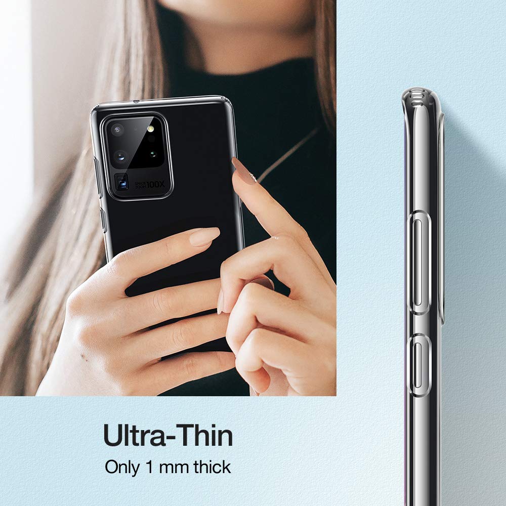 ESR Klare Silikon Hülle kompatibel mit Samsung Galaxy S20 Ultra 2020, [Luftpolster] [Display- & Kameraschutz] [Ultra-dünn] Essential Zero Weiche Flexible TPU Hülle - Klar