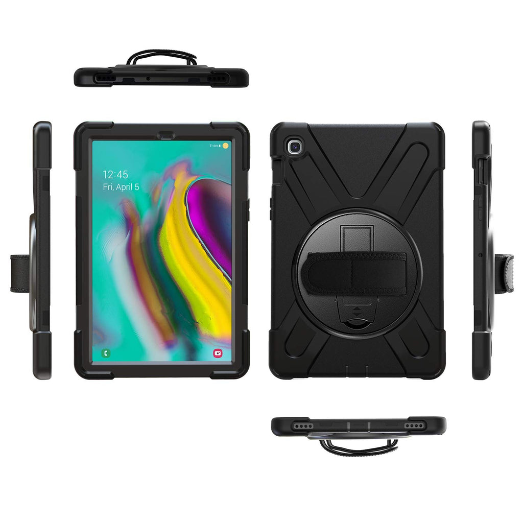 Gerutek Hülle für Tab S5e 10.5 Zoll Cover SM-T725/T720 Samsung Galaxy Case, Stoßfeste Robust Panzerhülle mit 360 Drehbar Stände, Handschlaufe, Schultergurt Schutzhülle, Schwarz Cover von Gerutek
