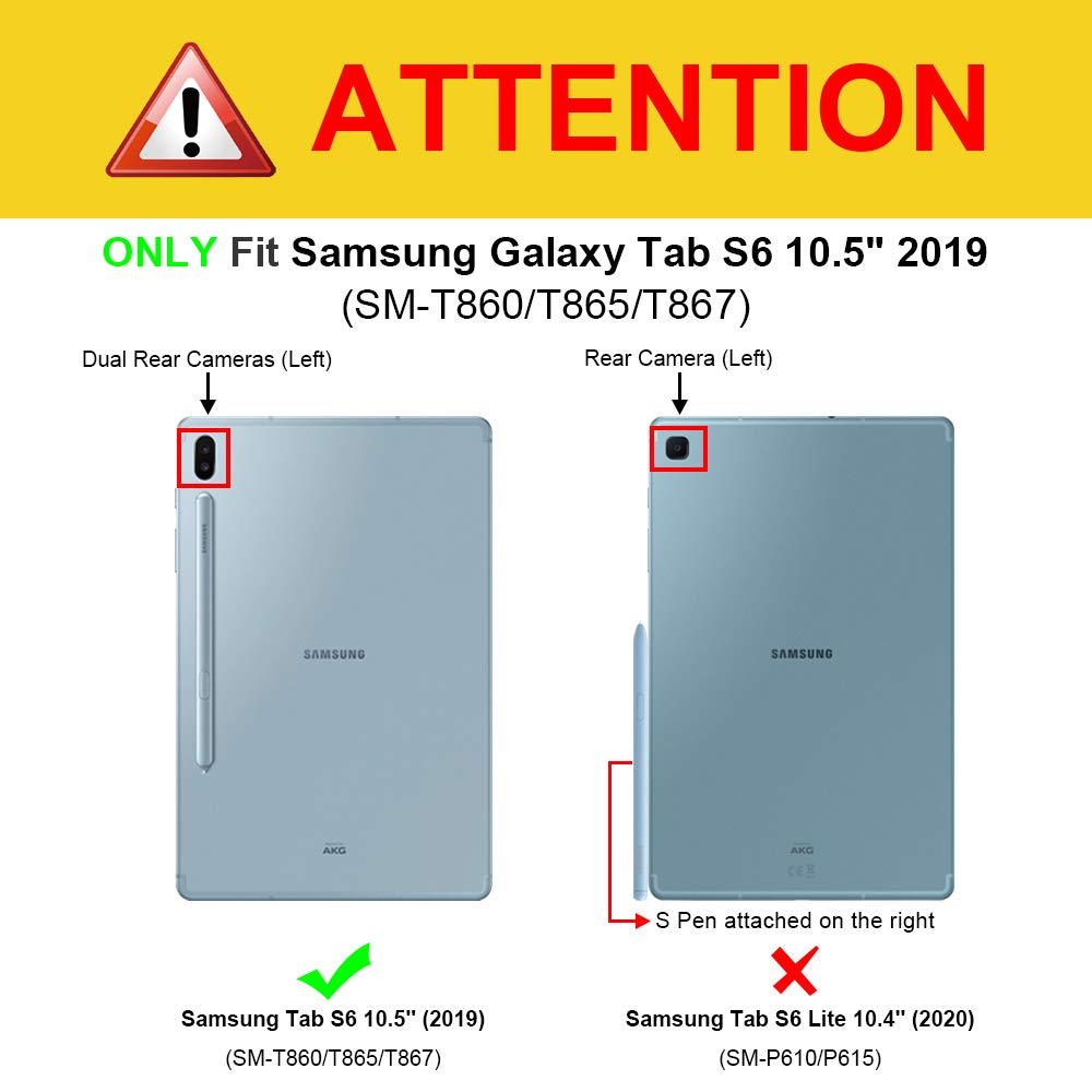 Fintie Tastatur Hülle für Samsung Galaxy Tab S6 10.5 2019 (Kompatibel mit S Pen kabelloser Ladefunktion) - Ultradünn Keyboard Case mit magnetisch Abnehmbarer drahtloser Deutscher Tastatur, Schwarz
