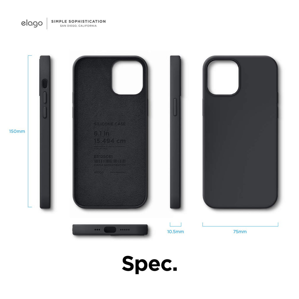 elago Liquid Silicone Case Kompatibel mit iPhone 12 Hülle & Kompatibel mit iPhone 12 Pro Hülle (6,1"), Hochwertiges Silikon, Rundumschutz Handyhülle : 3-Layer Struktur Schutzhülle (Schwarz)
