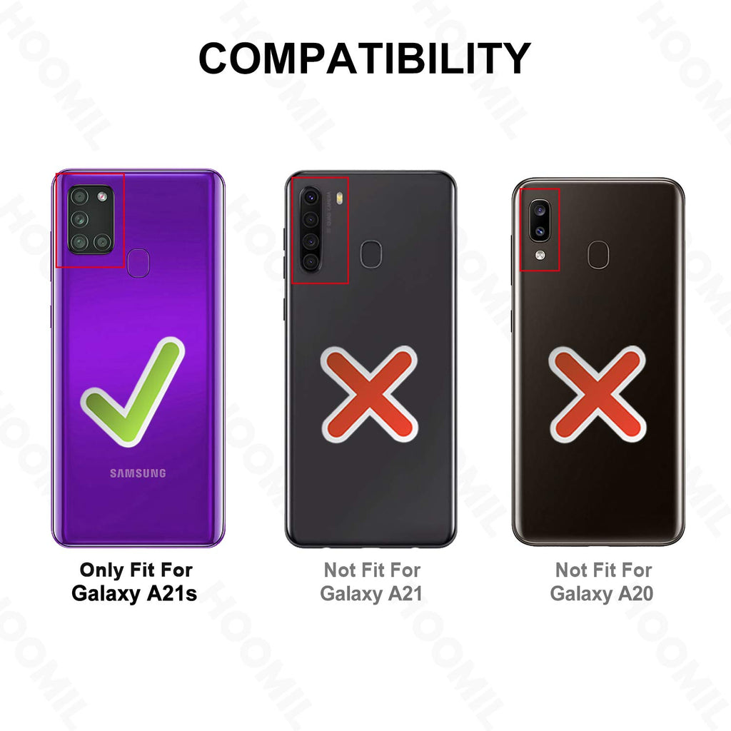 HOOMIL Handyhülle für Samsung Galaxy A21S Hülle, Premium PU Leder Flip Case Schutzhülle für Samsung Galaxy A21S Tasche, Schwarz