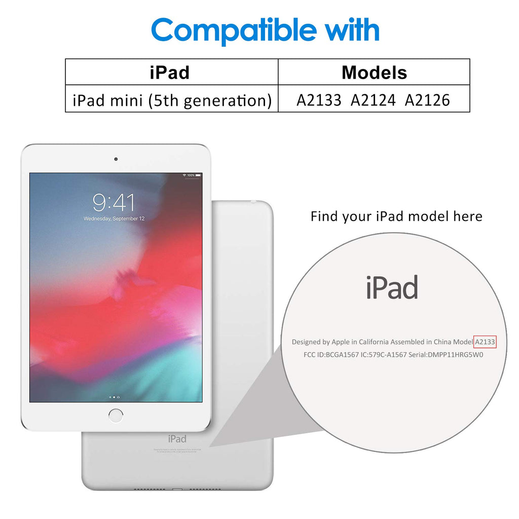 JETech Hülle für iPad Mini 5 (2019 Modell 5. Generation), Intelligent Schutzhülle mit Auto Schlafen/Wachen, Schwarz