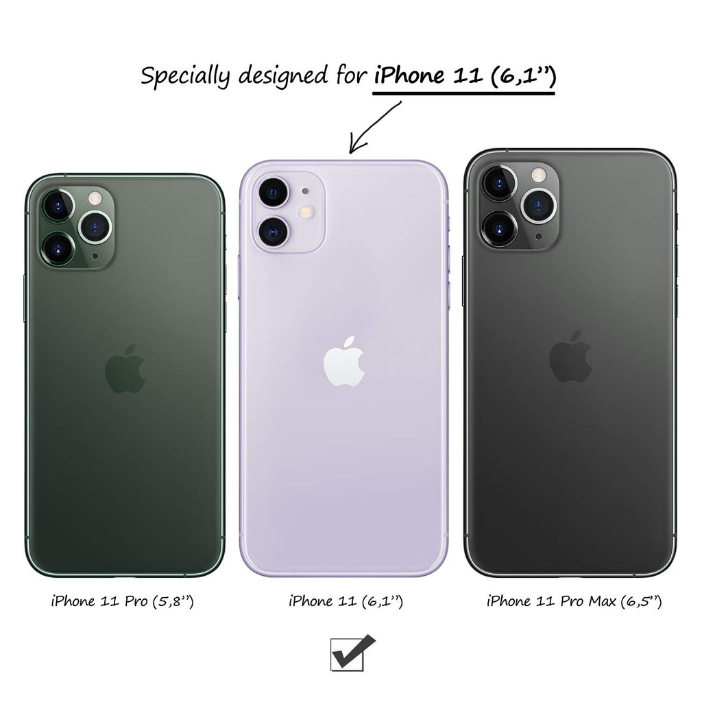 doupi Flip Case für iPhone 11 (6,1 Zoll), Deluxe Schutz Hülle mit Magnetischem Verschluss Cover Klapphülle Book Style Handyhülle Aufstellbar Ständer, schwarz