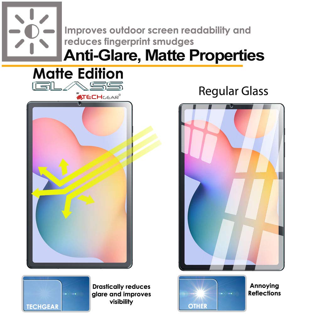 TECHGEAR Matt Panzerglas für Samsung Tab S6 Lite 10.4 Zoll, Matte Blendschutz Panzerglas Auflage, Gehärtetes Glas Displayschutzfolie kompatibel mit Samsung Galaxy Tab S6 Lite SM-P610 / P615