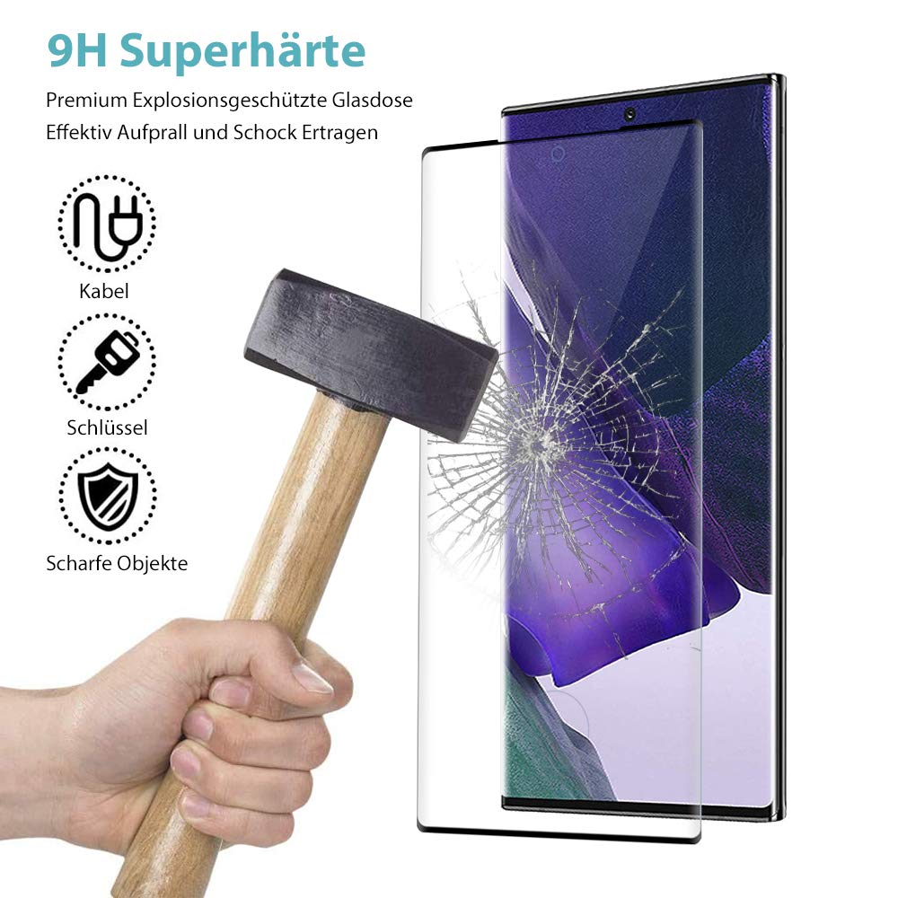 Carantee Panzerglas Schutzfolie für Samsung Galaxy Note 20 Ultra, 3D Vollständige Abdeckung 9H Panzerglasfolie, Anti-Bläschen, Kratzfeste HD Displayschutzfolie für Samsung Note 20 Ultra