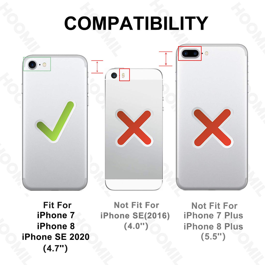 HOOMIL iPhone 7 Hülle, iPhone 8 Hülle, iPhone SE 2020 Hülle, Handyhülle iPhone 7 Tasche Leder Flip Case Brieftasche Etui Schutzhülle für Apple iPhone 7/8/SE 2020 Cover (4,7 Zoll) - Schwarz