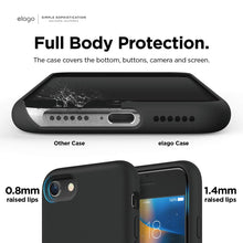 Laden Sie das Bild in den Galerie-Viewer, elago Liquid Silicone Case Kompatibel mit iPhone SE 2020 Hülle & Kompatibel mit iPhone 8 Hülle & Kompatibel mit iPhone 7 Hülle, Rundumschutz Handyhülle, Schutzhülle mit 3-Layer Struktur (Schwarz)