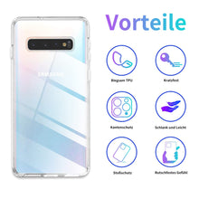 Laden Sie das Bild in den Galerie-Viewer, Hülle Kompatibel mit Samsung Galaxy S10, Stoßfest Schützend TPU Ultradünne Klar Silikonhülle, Anti-Rutsch-Handyhülle, Kratzfeste Schutzhülle für Samsung Galaxy S10 - Transparent