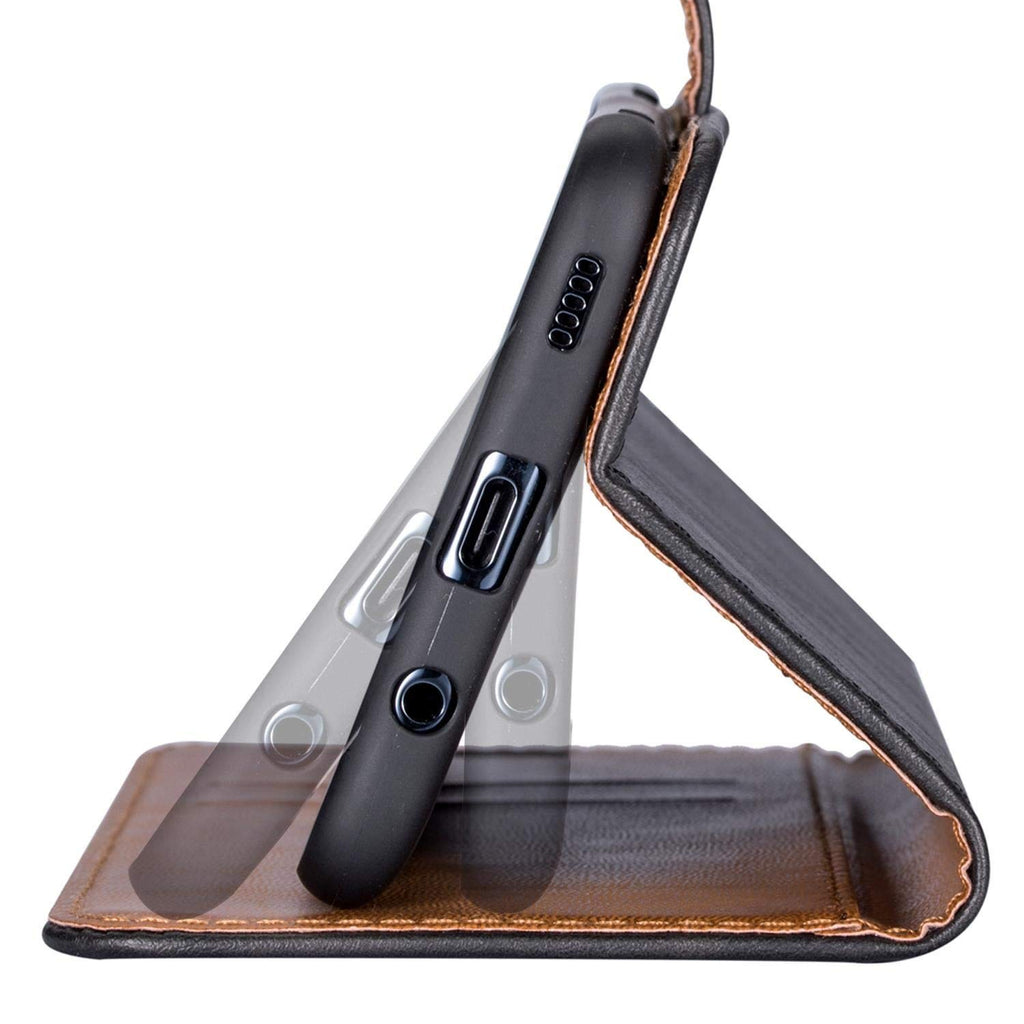 Case Collection Hochwertige Leder hülle für OnePlus Nord N10 5G Hülle (6,49") mit Kreditkarten, Geldfächern und Standfunktion für OnePlus Nord N10 5G Hülle