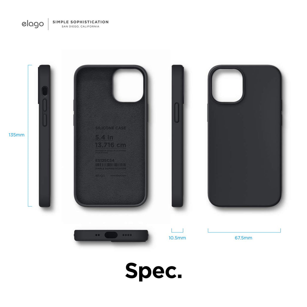 elago Liquid Silicone Case Kompatibel mit iPhone 12 Mini Hülle (5,4"), Hochwertiges Silikon, Rundumschutz Handyhülle : 3-Layer Struktur Schutzhülle (Schwarz)