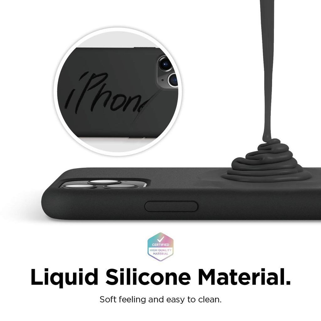 elago Liquid Silicone Case Kompatibel mit iPhone 11 Pro Max Hülle (6,5"), Silikon Handyhülle, Rundumschutz : 3-Layer Schutzhülle (Schwarz)