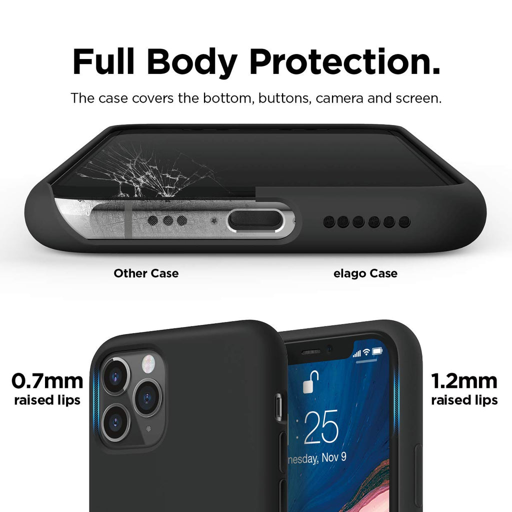 elago Liquid Silicone Case Kompatibel mit iPhone 11 Pro Hülle (5,8"), Silikon Handyhülle, Rundumschutz : 3-Layer Schutzhülle (Schwarz)