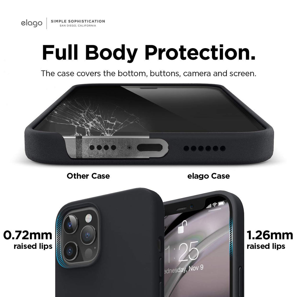 elago Liquid Silicone Case Kompatibel mit iPhone 12 Pro Max Hülle (6,7"), Hochwertiges Silikon, Rundumschutz Handyhülle : 3-Layer Struktur Schutzhülle (Schwarz)