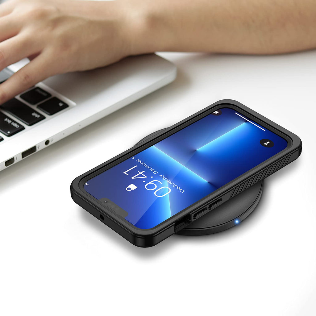 Lanhiem für iPhone 13 Pro Max Hülle (6.7"), iPhone 13 Pro Max Case IP68 Wasserdicht Handy Hülle 360 Grad Schutzhülle, Stoßfest Staubdicht Outdoor Panzerhülle mit Eingebautem Displayschutz, Schwarz