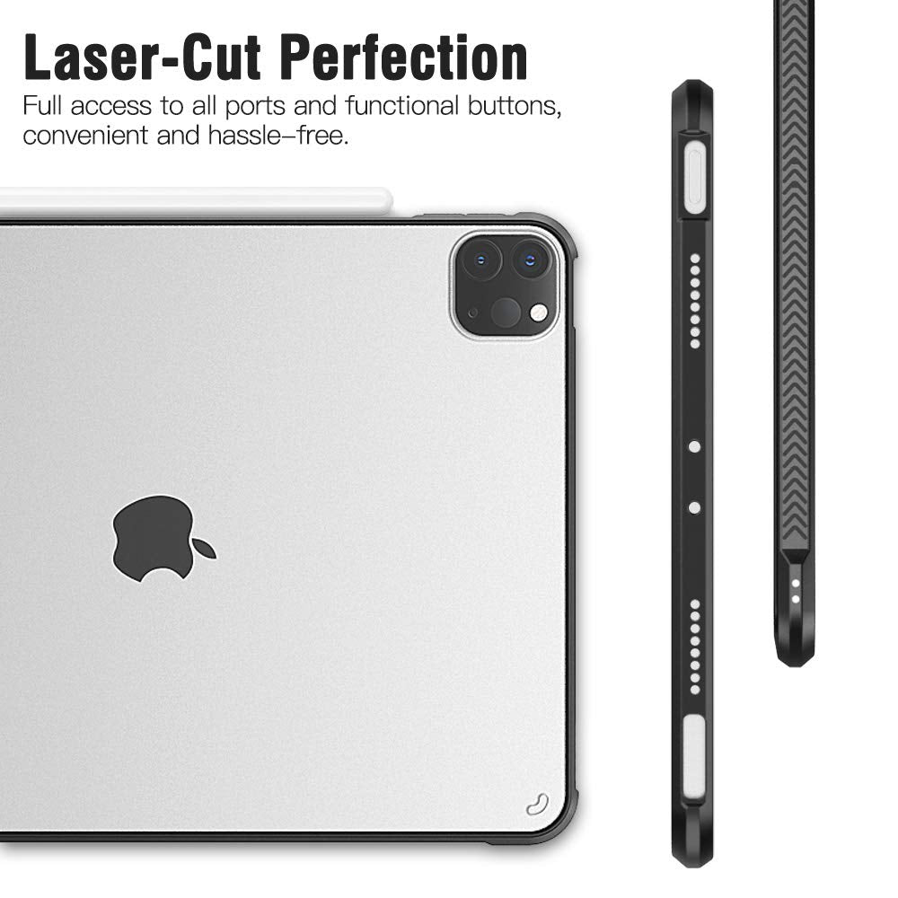 Dadanism Transparent Hülle für iPad Pro 11" 2021 (3. Generation), Schlank Stoßfest Schutzhülle mit Weich Rundum Schützend TPU Kante und Verdikte Ecken für iPad Pro 11 2021, Schwarz