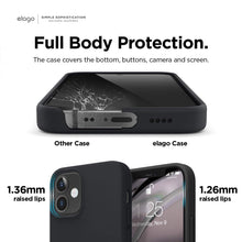 Laden Sie das Bild in den Galerie-Viewer, elago Liquid Silicone Case Kompatibel mit iPhone 12 Mini Hülle (5,4"), Hochwertiges Silikon, Rundumschutz Handyhülle : 3-Layer Struktur Schutzhülle (Schwarz)