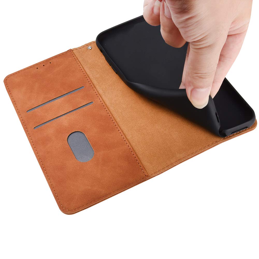 GOGME Leder Hülle für Oppo Reno 4 5G(Reno4 5G) Hülle, Premium PU/TPU Leder Folio Hülle Schutzhülle Handyhülle, Flip Case Klapphülle Lederhülle mit Standfunktion & Kartensteckplätzen, Schwarz