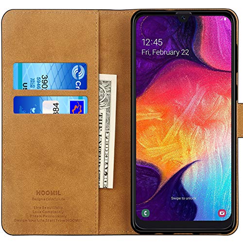 HOOMIL Handyhülle für Samsung Galaxy A50 Hülle, Samsung Galaxy A30s Hülle, Premium Leder Flip Schutzhülle für Samsung Galaxy A50/A30s Tasche, Schwarz
