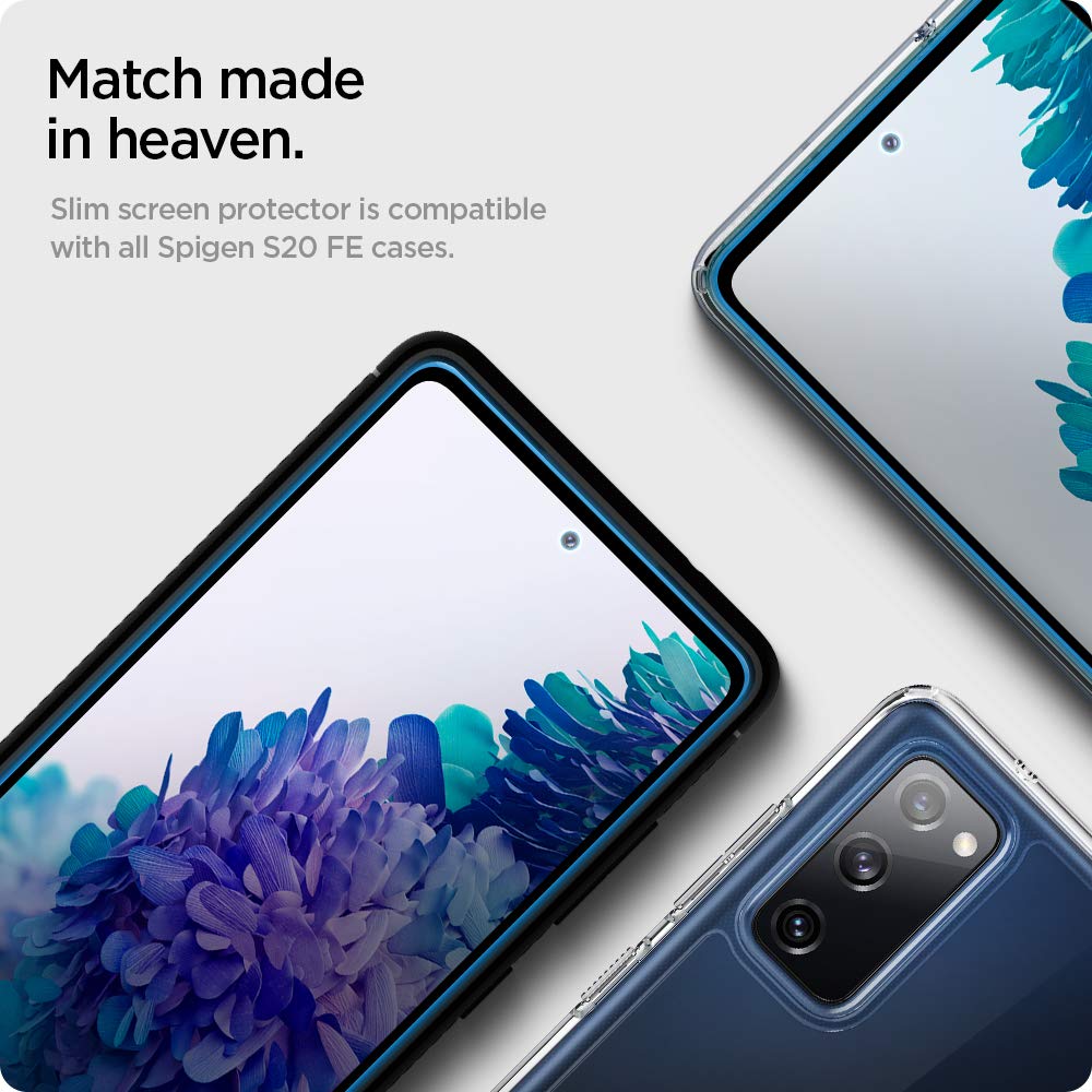 Spigen, Panzerglas Schutzfolie kompatibel mit Samsung Galaxy S20 FE, Schwarz Volle Abdeckung, Hüllenfreundlich, Kristallklar, 9H gehärtetes Glas, Antikratz, Glas 0.33mm, Galaxy S20 FE Panzerglas
