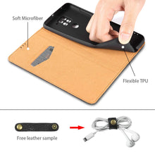 Laden Sie das Bild in den Galerie-Viewer, LENSUN Echtleder Hülle für Xiaomi Redmi Note 9, Leder Handyhülle Magnetverschluss Kartenfach Handytasche kompatibel mit Xiaomi Redmi Note 9 – Schwarz(MN9-DC-BK)