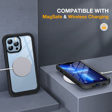 Laden Sie das Bild in den Galerie-Viewer, Miracase 360 Grad Hülle Kompatibel mit iPhone 13 Pro Max(6.7 Zoll), Ganzkörper Schutzhülle mit eingebauter Glas Displayschutzfolie, Stoßfeste Fullbody Handyhülle, Schwarz