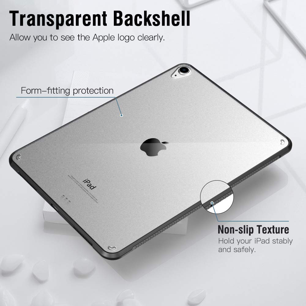 Dadanism Transparent Hülle Kompatibel mit iPad 10,9" 2020 iPad Air 4. Generation, Schlank Stoßfest Schutzhülle mit Weich Rundum schützend TPU Kante für iPad Air 4 Generation, Schwarz