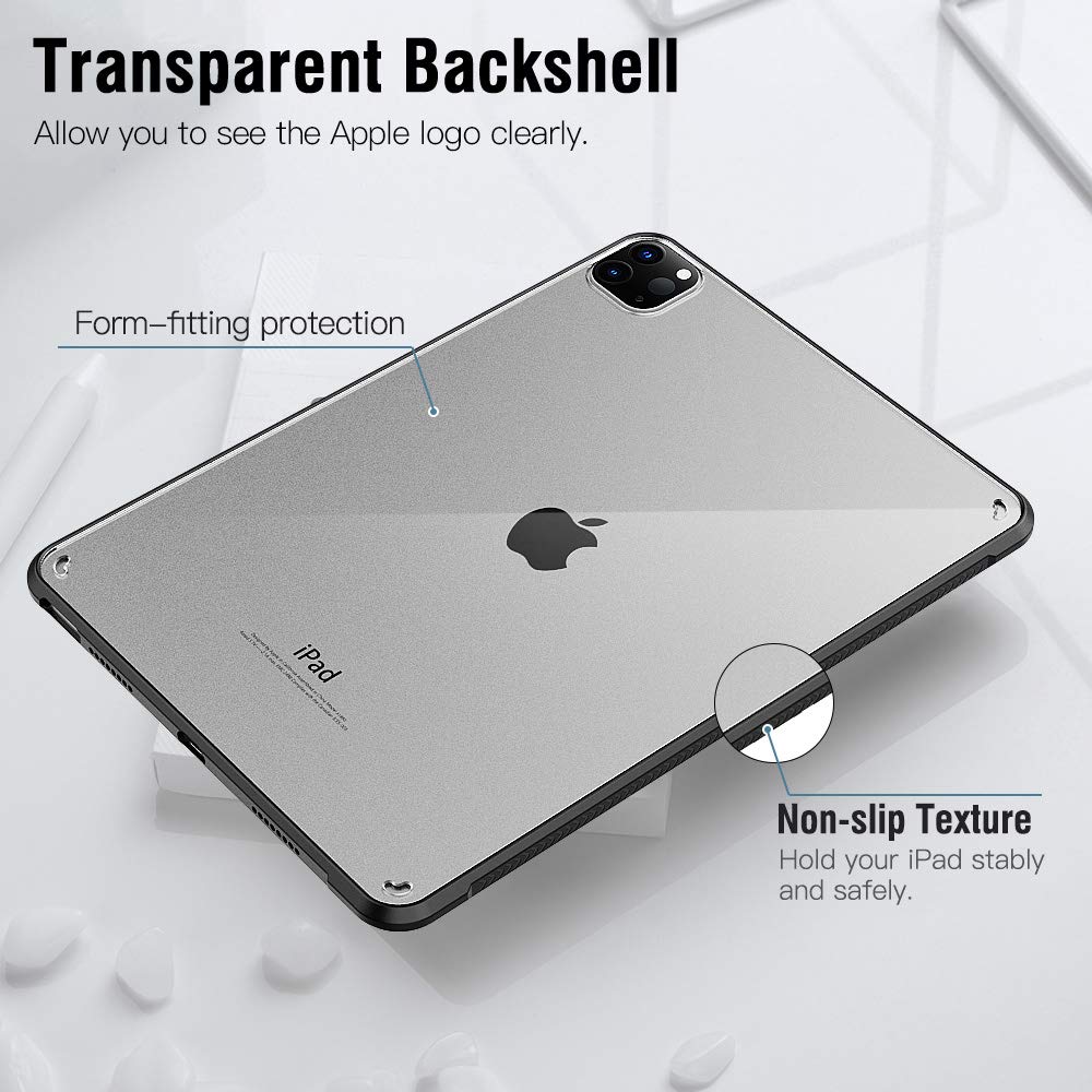 Dadanism Transparent Hülle für iPad Pro 11" 2021 (3. Generation), Schlank Stoßfest Schutzhülle mit Weich Rundum Schützend TPU Kante und Verdikte Ecken für iPad Pro 11 2021, Schwarz