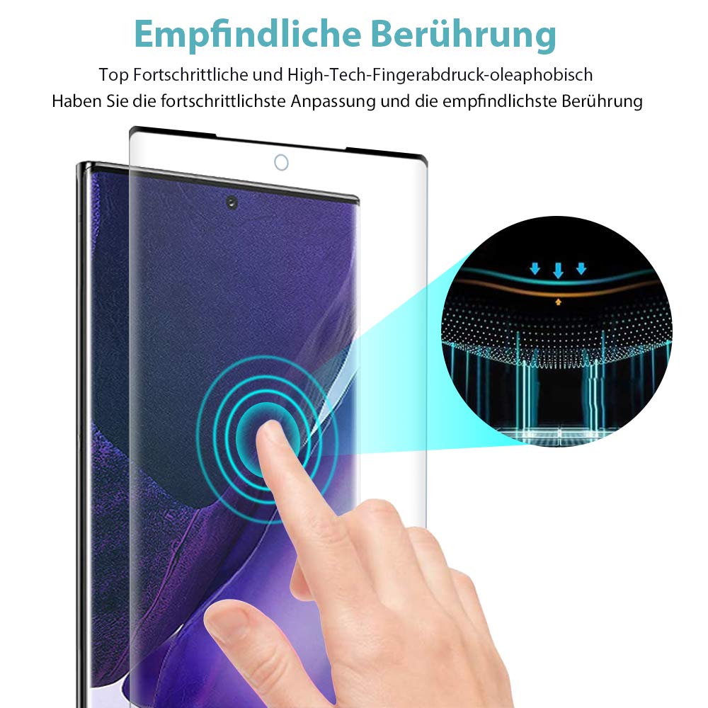 Carantee Panzerglas Schutzfolie für Samsung Galaxy Note 20 Ultra, 3D Vollständige Abdeckung 9H Panzerglasfolie, Anti-Bläschen, Kratzfeste HD Displayschutzfolie für Samsung Note 20 Ultra