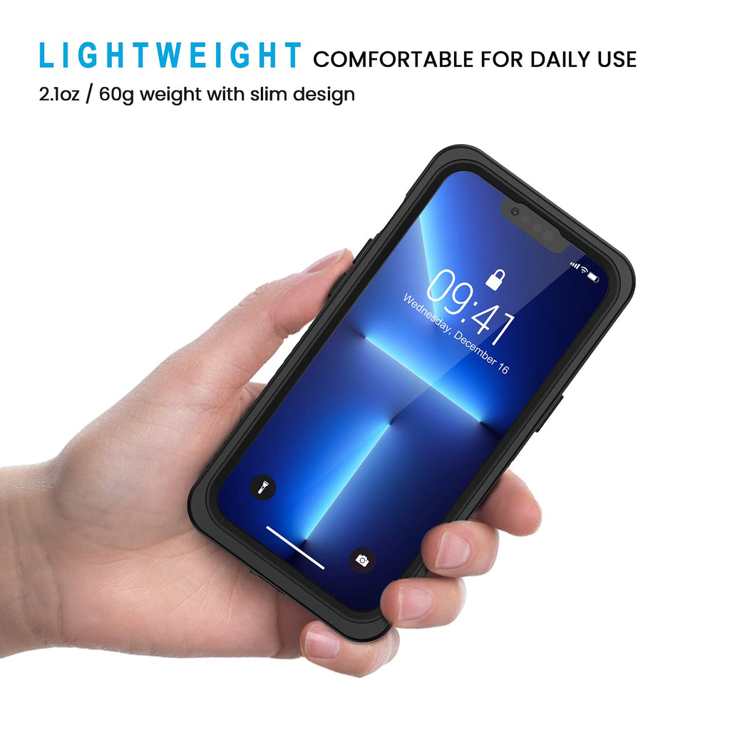 Lanhiem für iPhone 13 Pro Max Hülle (6.7"), iPhone 13 Pro Max Case IP68 Wasserdicht Handy Hülle 360 Grad Schutzhülle, Stoßfest Staubdicht Outdoor Panzerhülle mit Eingebautem Displayschutz, Schwarz