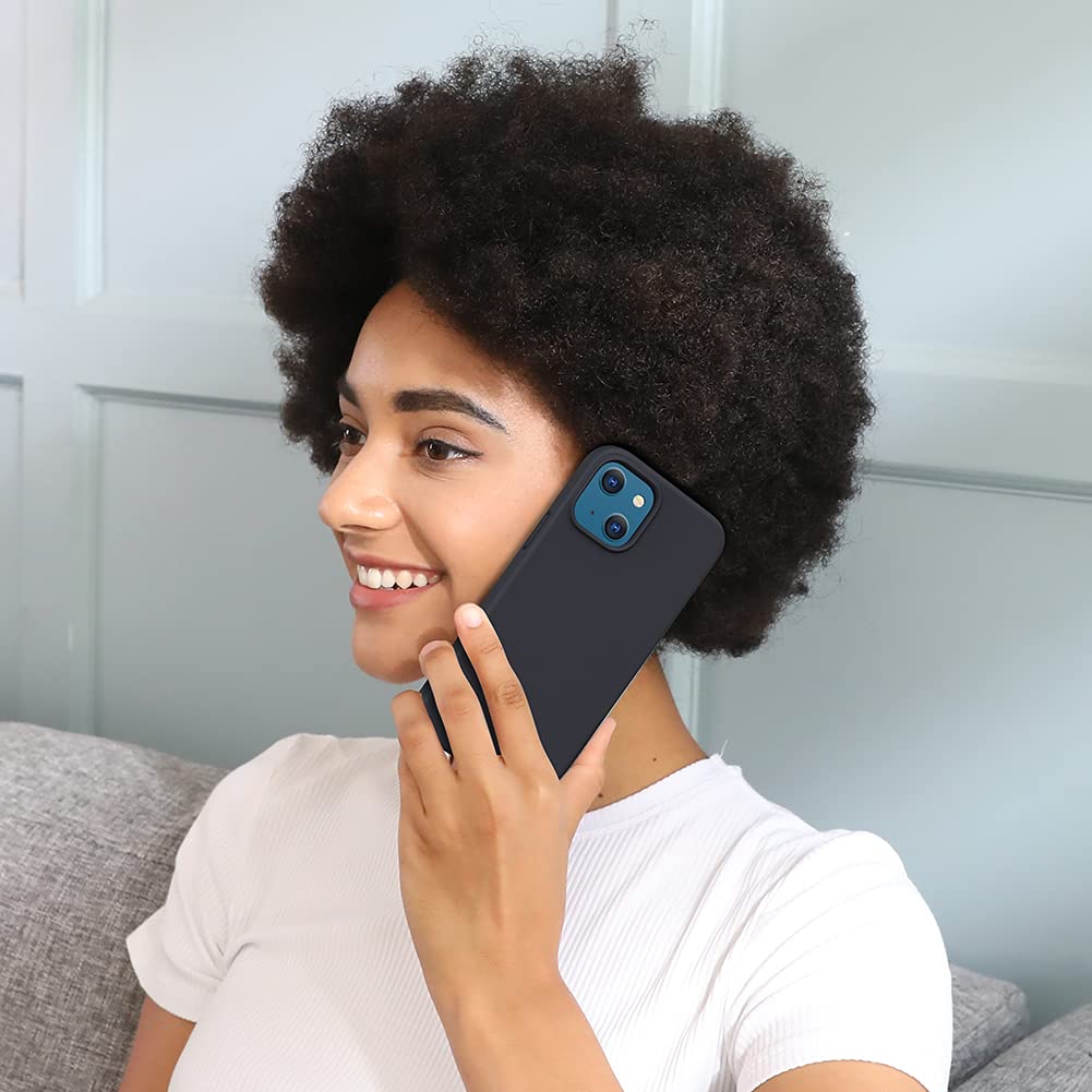 Miracase Flüssige Silikon Hülle kompatibel mit iPhone 13, 3 Schichte Silicone Handyhülle, Stoßfeste Schutzhülle Rundumschutz Cover Kratzfest Case, Unterstützt Kabelloses Laden, Schwarz