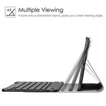 Laden Sie das Bild in den Galerie-Viewer, Fintie Tastatur Hülle für Samsung Galaxy Tab A 10.1 Zoll 2019 SM-T510/T515 Tablet-PC - Ultradünn leicht Schutzhülle mit magnetisch Abnehmbarer drahtloser Deutscher Bluetooth Tastatur, Schwarz