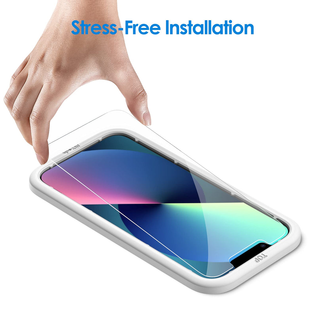 JETech Schutzfolie Kompatibel mit iPhone 13/13 Pro 6,1 Zoll, Gehärtetem Glas Panzerglas mit Einfaches Installationswerkzeug, 2 Stück