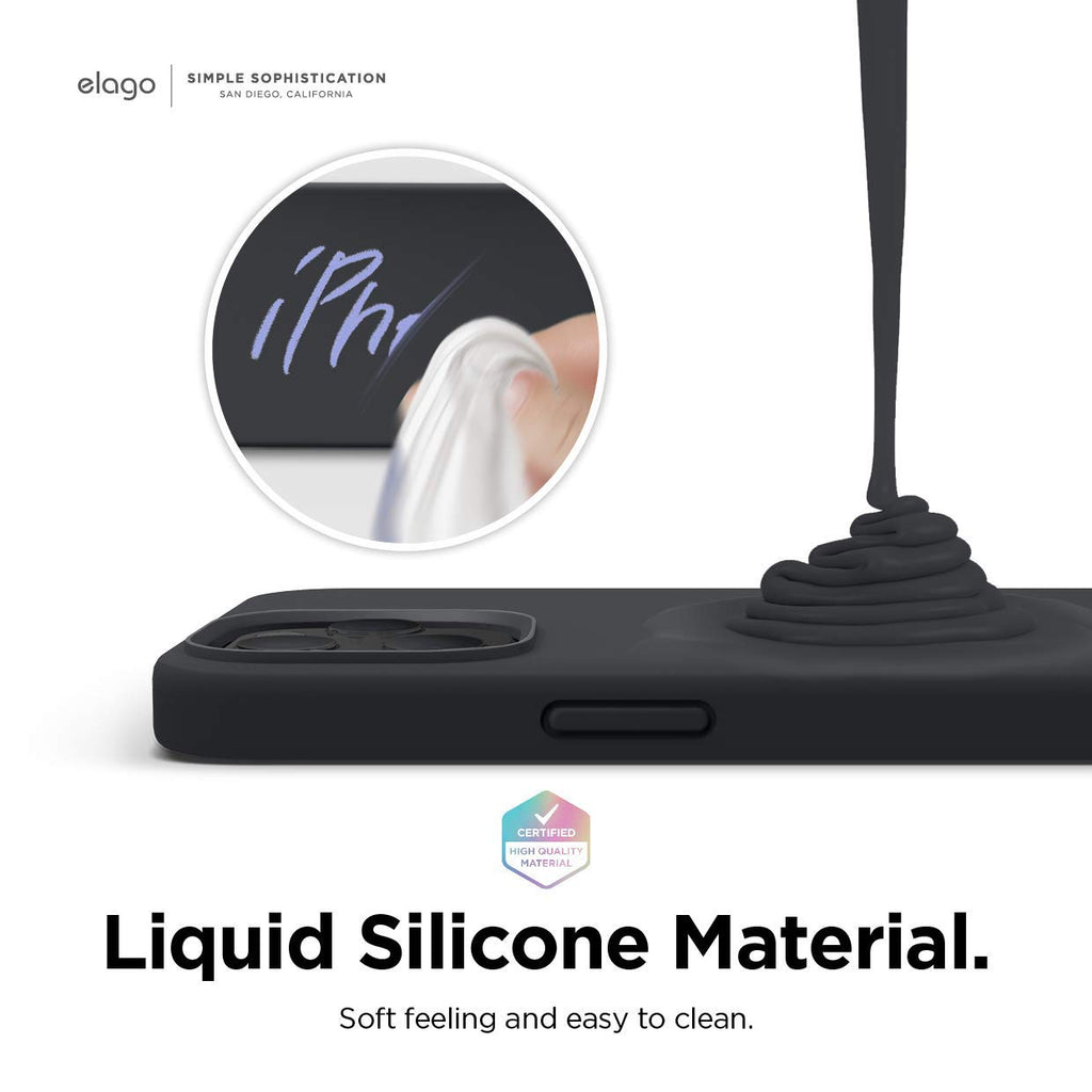 elago Liquid Silicone Case Kompatibel mit iPhone 12 Pro Max Hülle (6,7"), Hochwertiges Silikon, Rundumschutz Handyhülle : 3-Layer Struktur Schutzhülle (Schwarz)