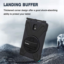 Laden Sie das Bild in den Galerie-Viewer, BRAECN Hülle für Samsung Galaxy Tab Active 3 8.0, Stoßfeste Robuste Tragbare Hülle mit 360° Drehbarem Ständer, Handgurt, Stifthalter und Schultergurt SM-T570/SM-T575/SM-T575N-Schwarz