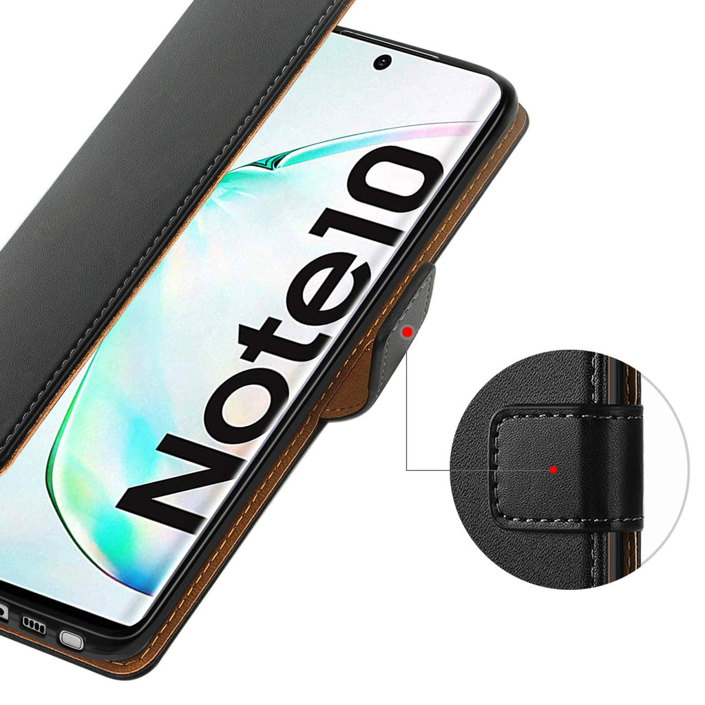 HOOMIL Handyhülle für Samsung Galaxy Note 10 Hülle, Premium PU Leder Flip Schutzhülle für Samsung Galaxy Note 10 Tasche (NICHT für Samsung Note 10+), Schwarz