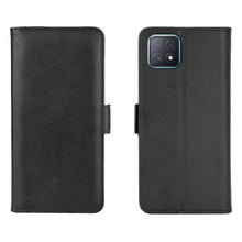 Laden Sie das Bild in den Galerie-Viewer, AKC Handyhülle Kompatibel mit Oppo A72 5G/A73 5G Hülle Fallschutz Handy-Ständer-Leder Flip Etui Handytasche Cover Echtleder Brieftasche-Schwarz