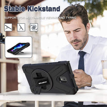 Laden Sie das Bild in den Galerie-Viewer, BRAECN Hülle für Samsung Galaxy Tab Active 3 8.0, Stoßfeste Robuste Tragbare Hülle mit 360° Drehbarem Ständer, Handgurt, Stifthalter und Schultergurt SM-T570/SM-T575/SM-T575N-Schwarz