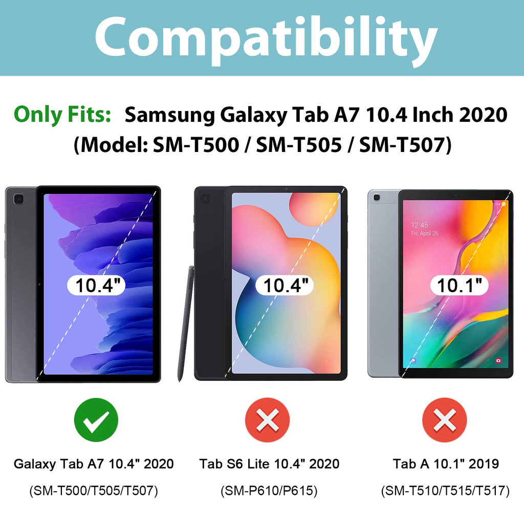 ProCase Kinder Hülle mit Kickstand für Galaxy Tab A7 10.4 Zoll 2020 (Model:SM-T500/ T505/ T507, Ultra Leicht Stoßfest Robust Kind Schutzhülle Umwandelbar Handgriff Handle Standfunktion –Schwarz