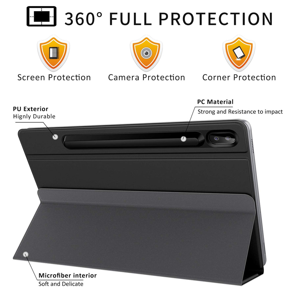 Ztotops Hülle für Samsung Galaxy Tab S6 10.5, Ultra dünn Smart Magnetische Abdeckung, Mit S Pen Halter und Auto Schlaf/Wach Funktion, für Samsung Galaxy Tab S6 10.5 Zoll 2019 (SM-T860/T865), Schwarz
