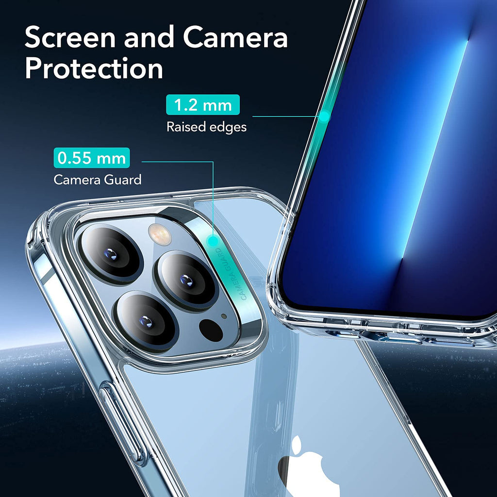 ESR dünne Silikon Hülle kompatibel mit iPhone 13 Pro, transparentes Hybrid Case, kratzresistente Rückseite, griffiger Schutzrahmen, Klar