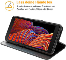 Laden Sie das Bild in den Galerie-Viewer, AURSTORE Handyhülle Kompatibel Mit Samsung Galaxy Xcover 5 Hülle Enterprise Edition, Premium PU Leder Schutzhülle Abdeckung, Tasche Leder Flip Case Brieftasche Etui für (Galaxy Xcover 5, Schwarz Book)