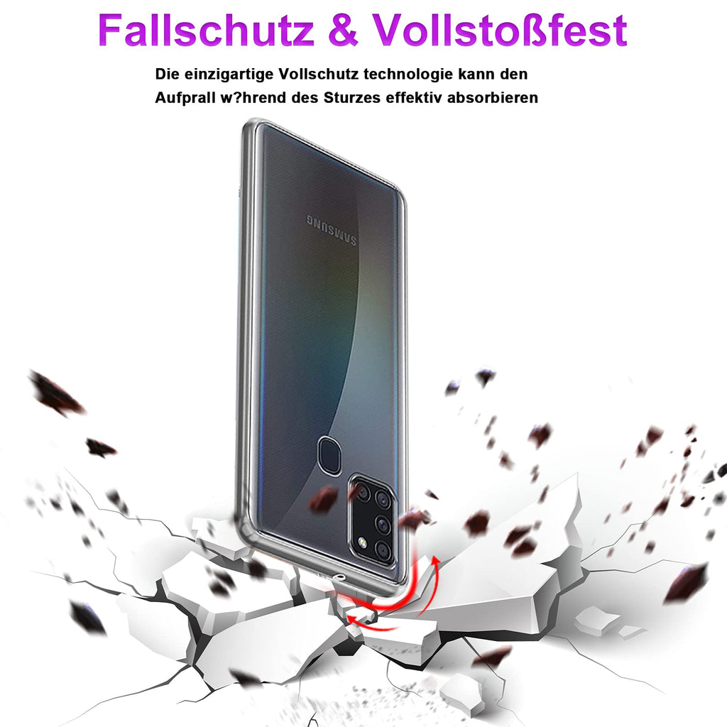 Wlife Hülle Kompatibel Samsung A21s,Slim Transparent Weich Anti-Vergilbung TPU Schutzhülle,Anti-Fingerabdruck, Anti-Kratze Qualität Stoßfest durchsichtig Silikon Handyhülle für Samsung A21s