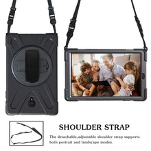 Laden Sie das Bild in den Galerie-Viewer, Gerutek Hülle für Samsung SM-T595 / SM-T590 Galaxy Tab A 10.5, Stoßfeste Robust Panzerhülle mit Drehbar Stände, Handschlaufe, Schultergurt Schutzhülle Galaxy Tab A 10.5 2018 (SM-T590/SM-T595), Schwarz