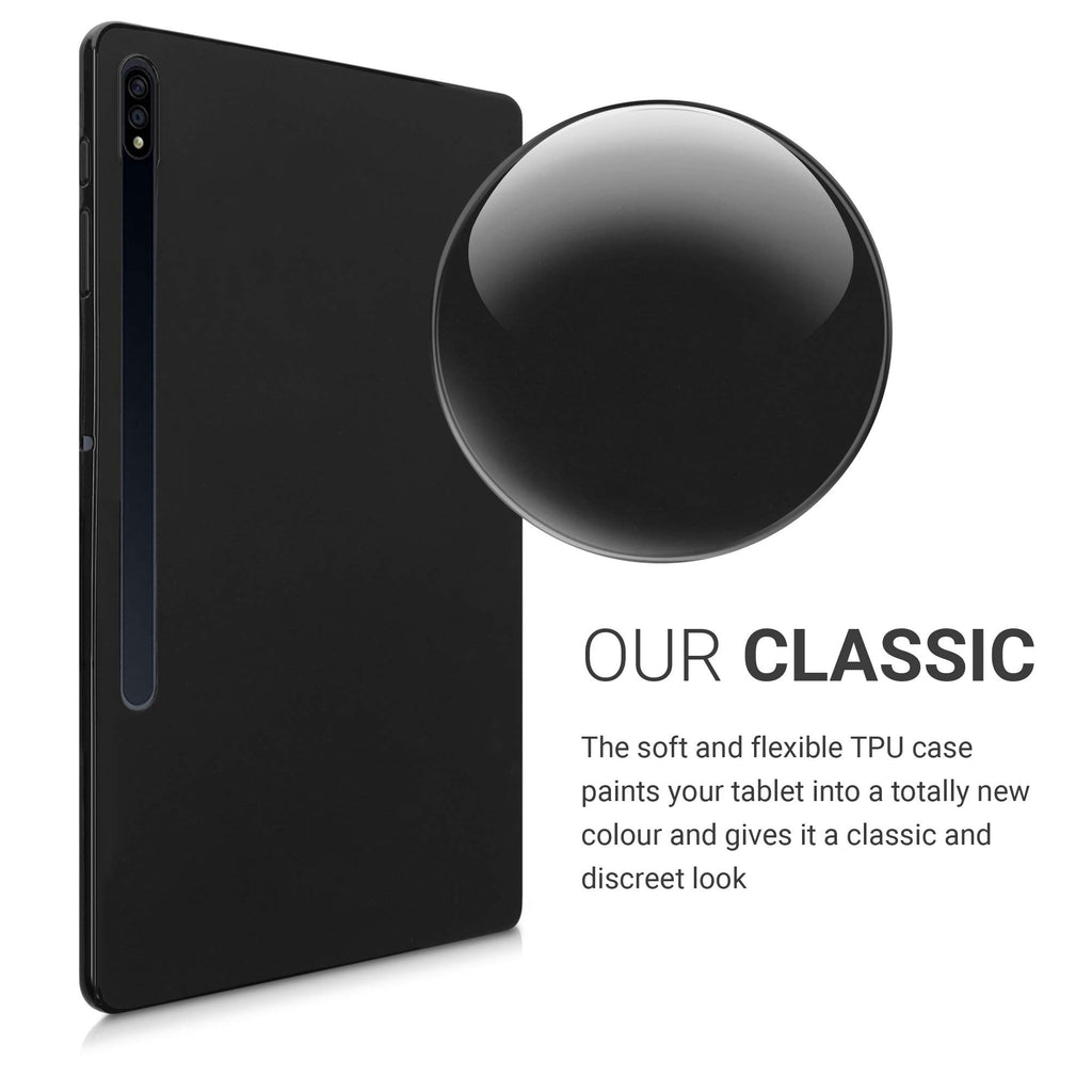 kwmobile Hülle kompatibel mit Samsung Galaxy Tab S7 Plus - Silikon Tablet Cover Case Schutzhülle Schwarz matt