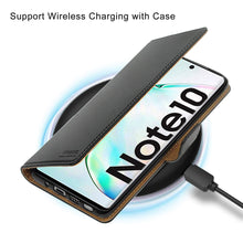 Laden Sie das Bild in den Galerie-Viewer, HOOMIL Handyhülle für Samsung Galaxy Note 10 Hülle, Premium PU Leder Flip Schutzhülle für Samsung Galaxy Note 10 Tasche (NICHT für Samsung Note 10+), Schwarz