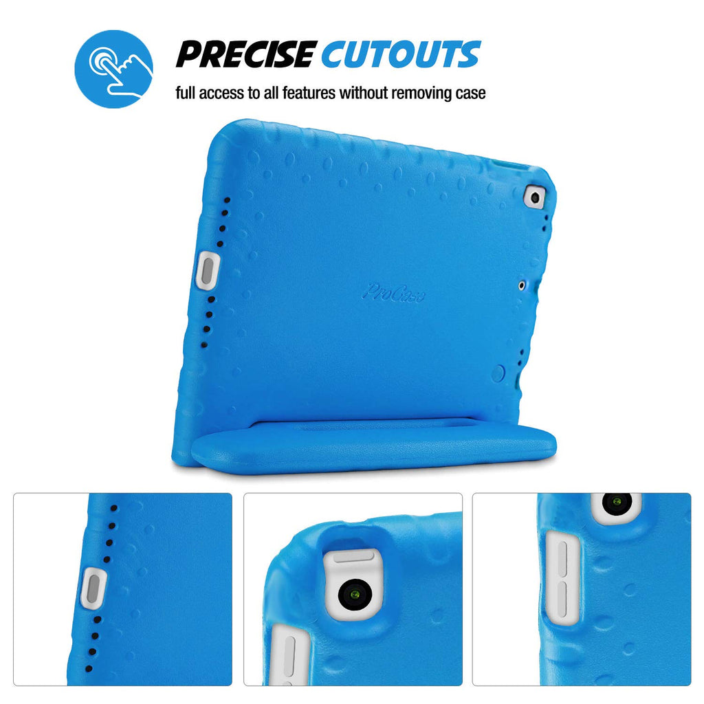 ProCase Kinder Hülle mit Kickstand für iPad 10.2" 2020 2019 / iPad Pro 10.5"/ iPad Air 3, Ultra Leicht Stoßfest Robust Kind Schutzhülle Umwandelbar Handgriff Handle Standfunktion -Blau