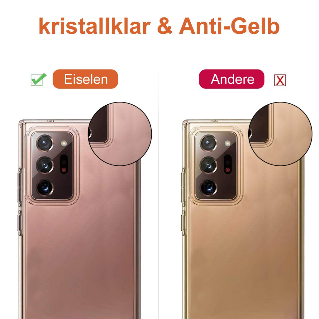 Eiselen Hülle Kompatibel mit Samsung Note 20 Ultra 5G, Anti Gelb, Kratzfest, Stoßfest TPU Bumper Handyhülle, Transparent Silikon Handyhülle Durchsichtige Schutzhülle für Samsung Note 20 Ultra