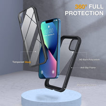 Laden Sie das Bild in den Galerie-Viewer, Miracase 360 Grad Hülle Kompatibel mit iPhone 13 (6.1 Zoll), Ganzkörper Schutzhülle mit eingebauter Glas Displayschutzfolie, Stoßfeste Fullbody Handyhülle, Schwarz
