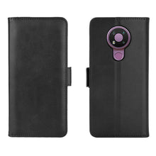 Laden Sie das Bild in den Galerie-Viewer, AKC Handyhülle Kompatibel mit Nokia 3.4 Hülle Fallschutz Handy-Ständer-Leder Flip Etui Handytasche Cover Echtleder Brieftasche-Schwarz