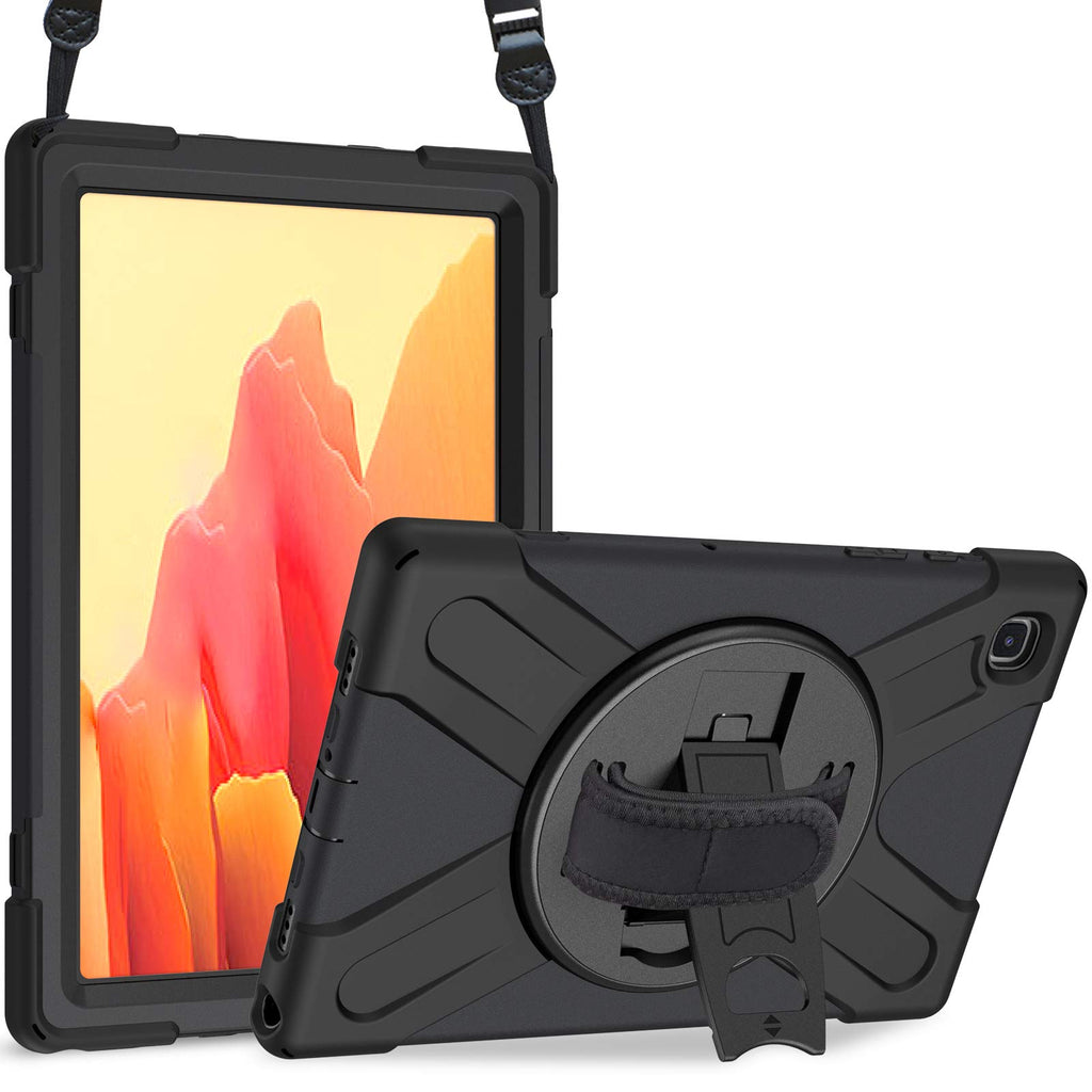 ProCase Hart Hülle für Galaxy Tab A7 10.4” 2020(SM-T500 T505 T507), Stoßfest Schutzhülle mit verstellbar Handschlaufe, Robust Heavy Duty Hybrid –Schwarz